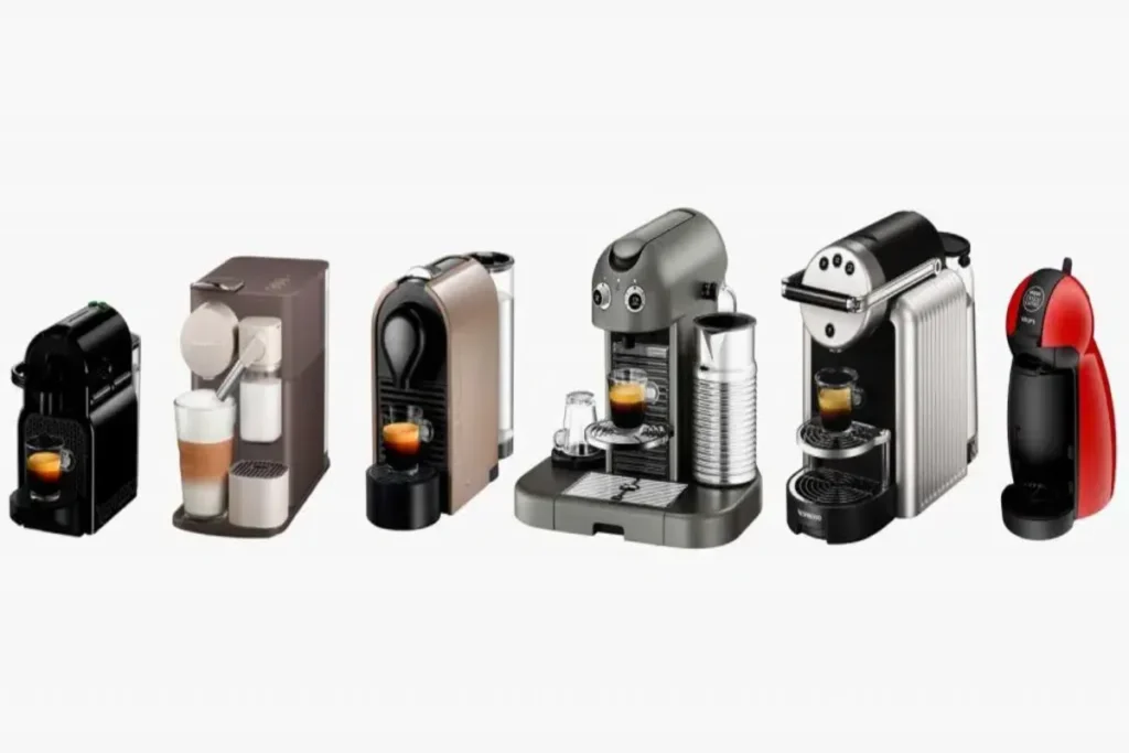 Variedade de máquinas de café espresso modernas, ideias de presente para pai que ama café.